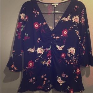 NWT Candies Black and flowers blouse